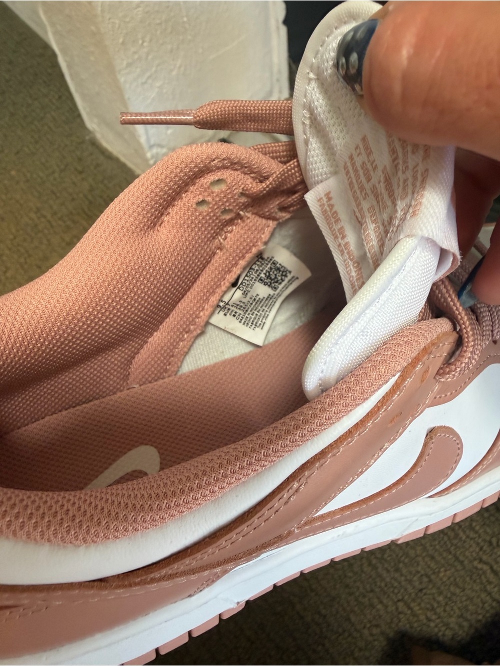 Nike Dunk Low Pink and White Leather Sneakers - Picture 2 of 3
